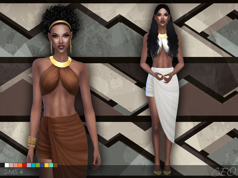Draped skirt and top for The Sims 4 (1)